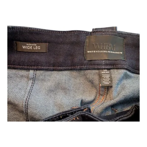 White House Black Market | High-Rise Mariner Wide-Leg Dark Wash Jeans | 10 - Picture 9 of 16